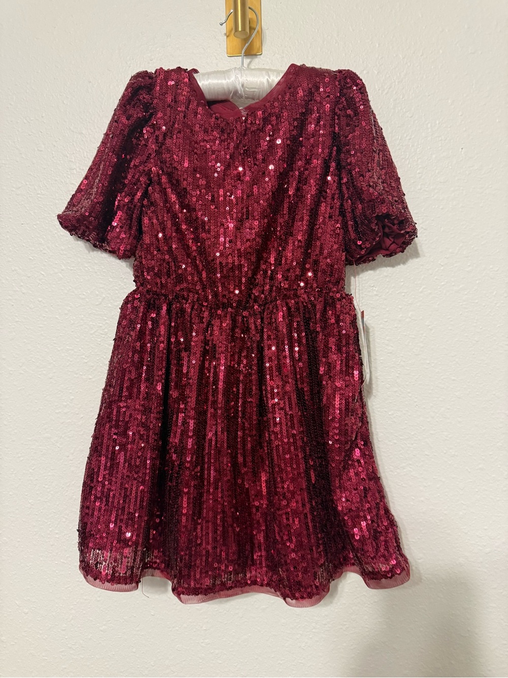 Cat & Jack Girls' Burgundy Sequin Party Dress Size 6/7